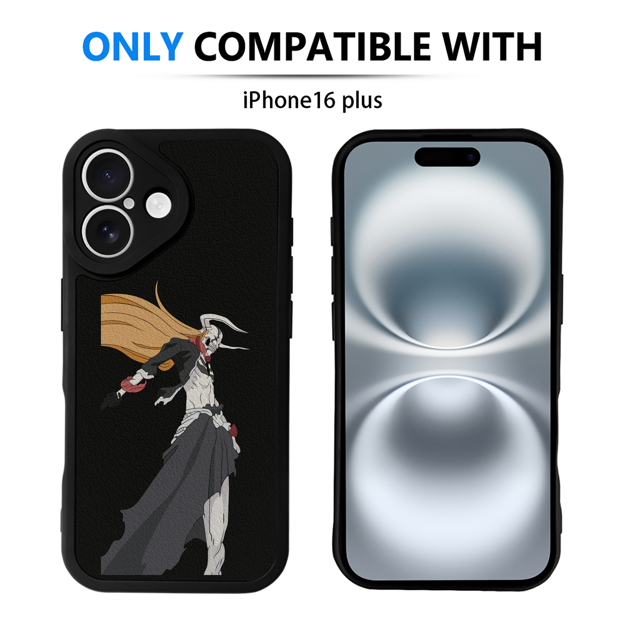 ブリーチ 黒崎一護（くろさき いちご）BLEACH Kurosaki Ichigo 【iPhone 16シリーズ対応】シリコンスマホケース（レザー調） 材質：シリコン